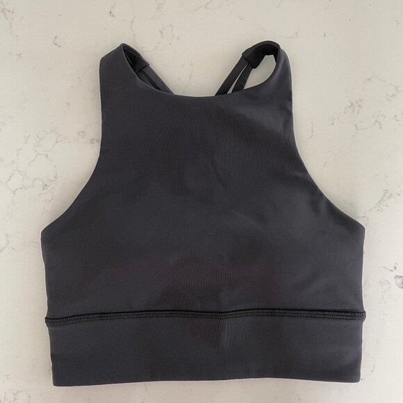 lululemon athletica Tops - Lululemon Energy Longline Bra Top Medium Support B-D Cup Graphite Grey Sz 4 NWOT